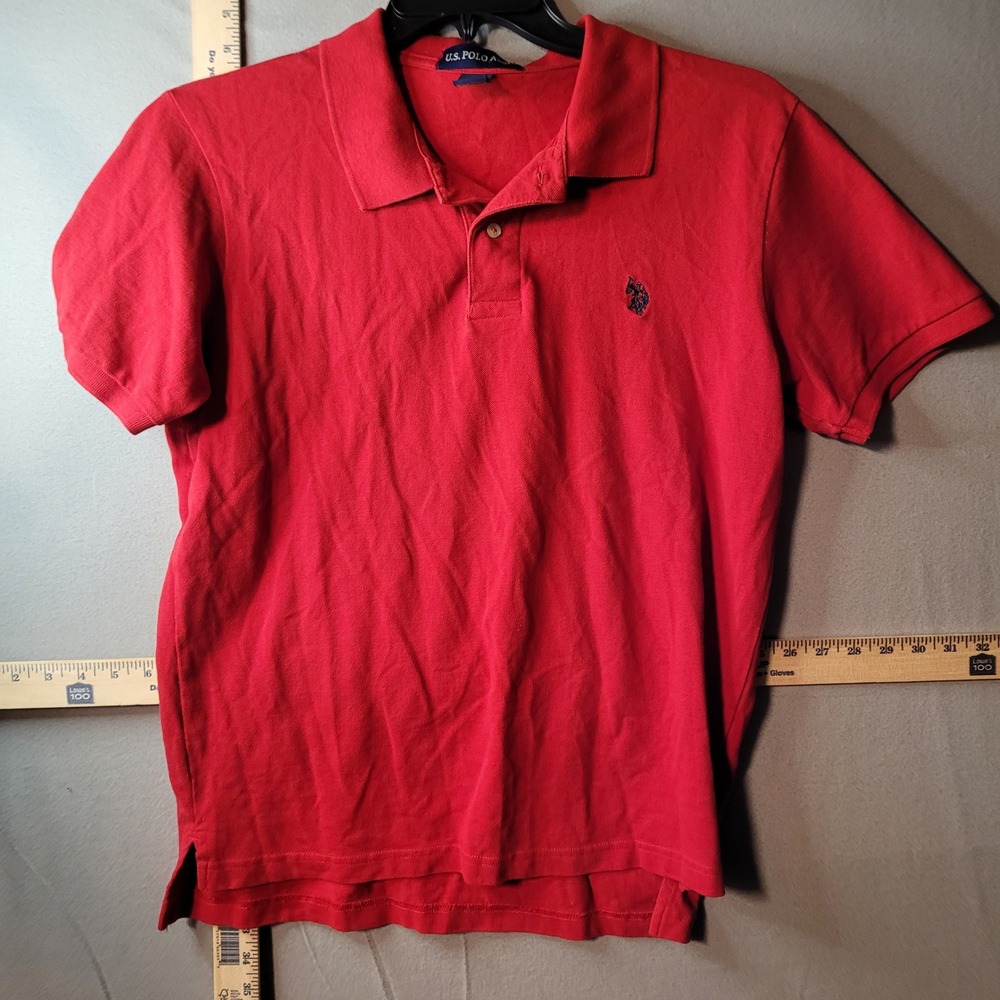 US Polo Assn Mens Red Short‎ Sleeve 100% Cotton Pique Polo Shirt Size M